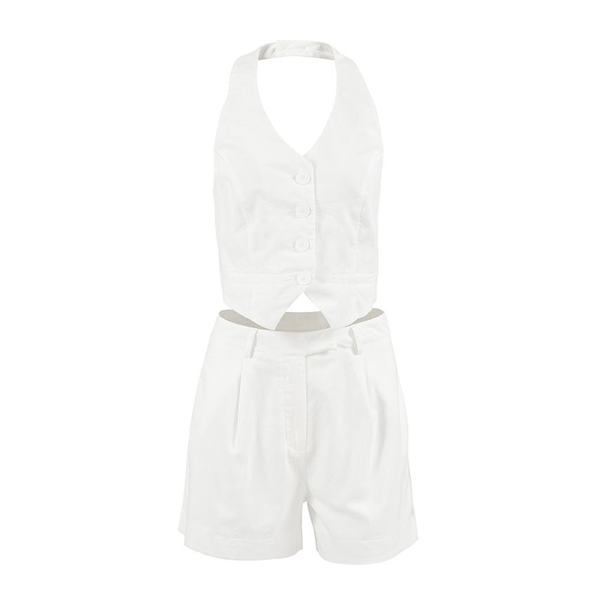 Lino De Gasperi - Women's Cotton-Linen Vest & Shorts Set