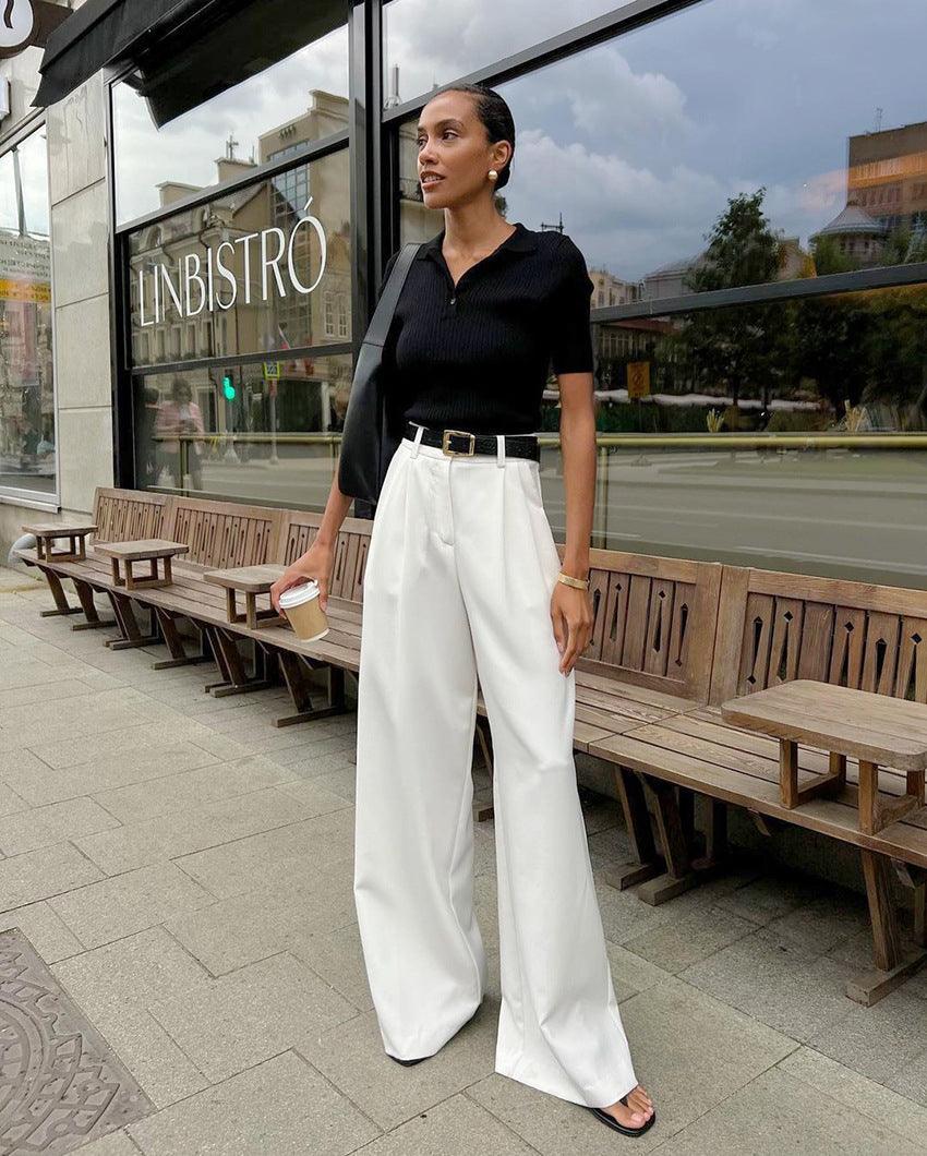 Lino De Gasperi - White High Waist Trousers