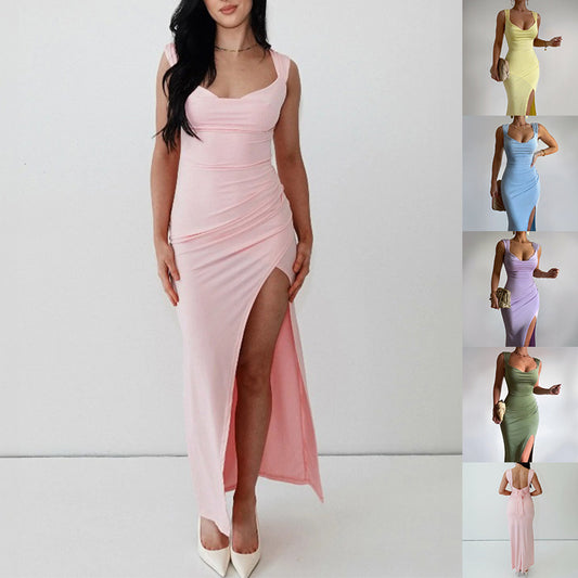 Lino De Gasperi - Sleeveless Slit Dress with Back Tie